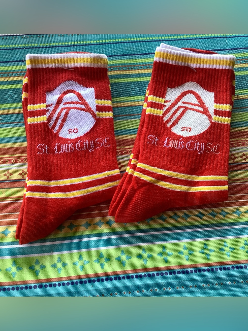 St Louis City SC Crew Socks - 2 pairs - red with team logo